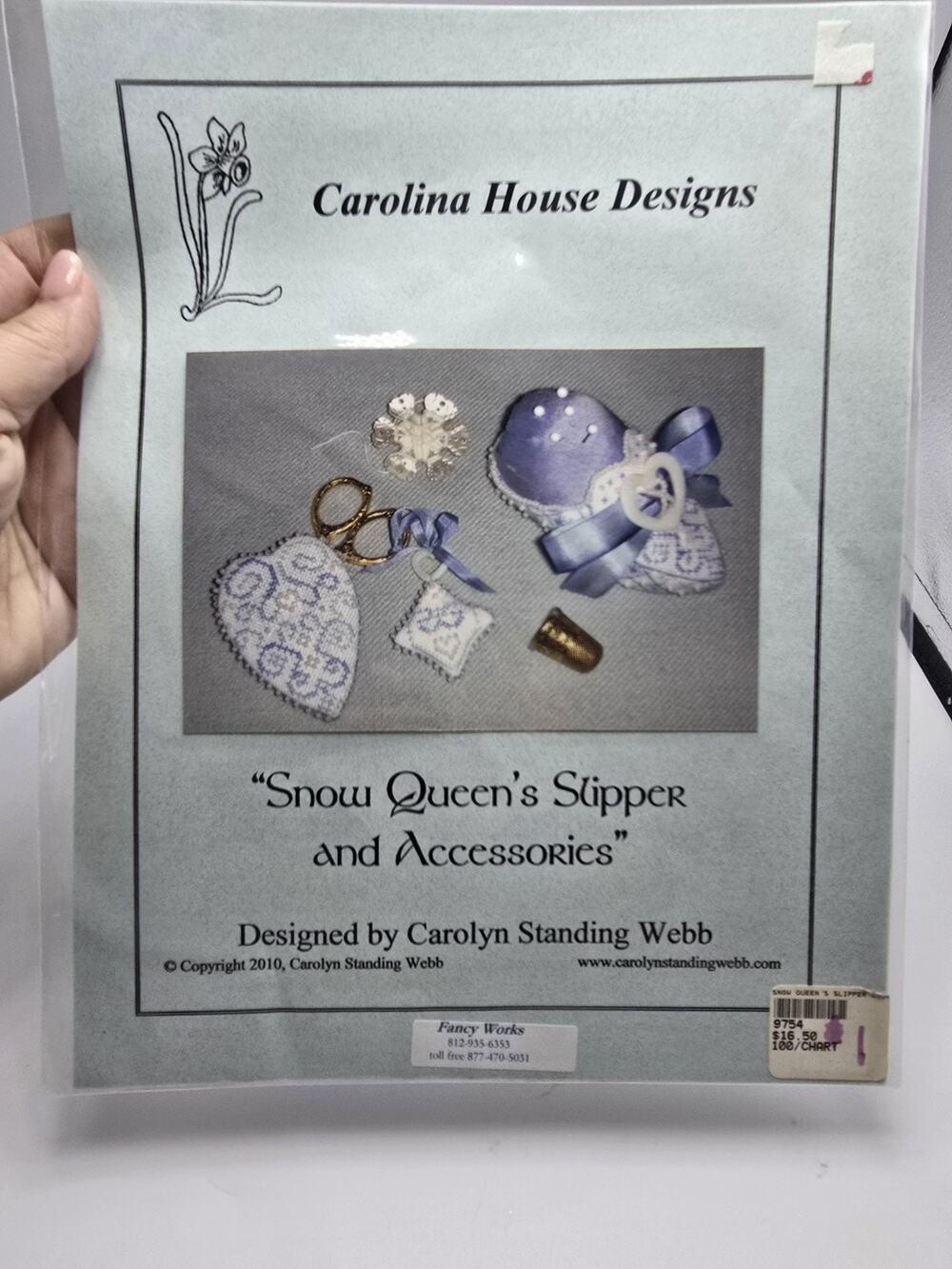 Snow Queen's Slipper Cross Stitch Chart Carolina House Designs 2011